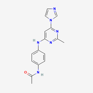 molecular formula C16H16N6O B5327453 N-(4-{[6-(1H-imidazol-1-yl)-2-methyl-4-pyrimidinyl]amino}phenyl)acetamide 