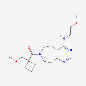 molecular formula C18H28N4O3 B5327515 N-(2-methoxyethyl)-7-{[1-(methoxymethyl)cyclobutyl]carbonyl}-6,7,8,9-tetrahydro-5H-pyrimido[4,5-d]azepin-4-amine 