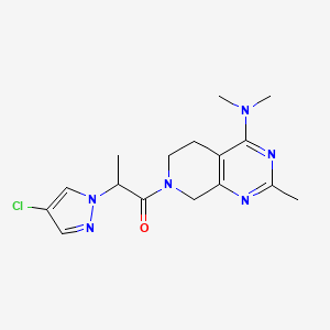 molecular formula C16H21ClN6O B5327548 7-[2-(4-chloro-1H-pyrazol-1-yl)propanoyl]-N,N,2-trimethyl-5,6,7,8-tetrahydropyrido[3,4-d]pyrimidin-4-amine 