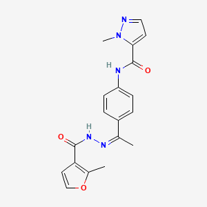 1-methyl-N-{4-[N-(2-methyl-3-furoyl)ethanehydrazonoyl]phenyl}-1H-pyrazole-5-carboxamide