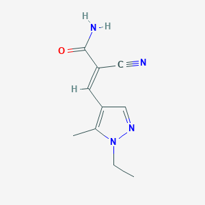 2-cyano-3-(1-ethyl-5-methyl-1H-pyrazol-4-yl)acrylamide