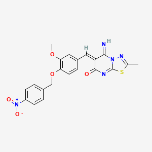 molecular formula C21H17N5O5S B5327710 5-imino-6-{3-methoxy-4-[(4-nitrobenzyl)oxy]benzylidene}-2-methyl-5,6-dihydro-7H-[1,3,4]thiadiazolo[3,2-a]pyrimidin-7-one 