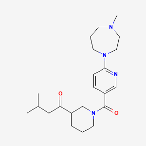 molecular formula C22H34N4O2 B5327735 3-methyl-1-(1-{[6-(4-methyl-1,4-diazepan-1-yl)pyridin-3-yl]carbonyl}piperidin-3-yl)butan-1-one 