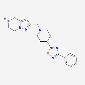 molecular formula C20H24N6O B5327740 2-{[4-(3-phenyl-1,2,4-oxadiazol-5-yl)-1-piperidinyl]methyl}-4,5,6,7-tetrahydropyrazolo[1,5-a]pyrazine dihydrochloride 