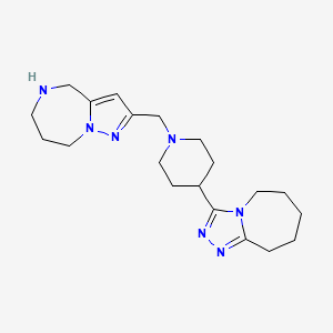 molecular formula C20H31N7 B5327742 3-[1-(5,6,7,8-tetrahydro-4H-pyrazolo[1,5-a][1,4]diazepin-2-ylmethyl)-4-piperidinyl]-6,7,8,9-tetrahydro-5H-[1,2,4]triazolo[4,3-a]azepine dihydrochloride 