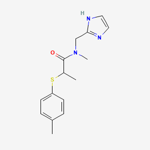 molecular formula C15H19N3OS B5327754 N-(1H-imidazol-2-ylmethyl)-N-methyl-2-[(4-methylphenyl)thio]propanamide 