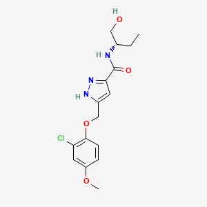 molecular formula C16H20ClN3O4 B5327790 5-[(2-chloro-4-methoxyphenoxy)methyl]-N-[(1S)-1-(hydroxymethyl)propyl]-1H-pyrazole-3-carboxamide 