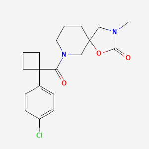 molecular formula C19H23ClN2O3 B5327794 7-{[1-(4-chlorophenyl)cyclobutyl]carbonyl}-3-methyl-1-oxa-3,7-diazaspiro[4.5]decan-2-one 