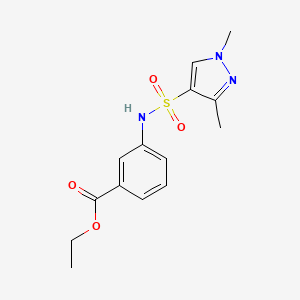 molecular formula C14H17N3O4S B5327866 ethyl 3-{[(1,3-dimethyl-1H-pyrazol-4-yl)sulfonyl]amino}benzoate 