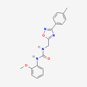 molecular formula C18H18N4O3 B5327904 N-(2-methoxyphenyl)-N'-{[3-(4-methylphenyl)-1,2,4-oxadiazol-5-yl]methyl}urea 