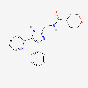 molecular formula C22H24N4O2 B5328162 N-{[4-(4-methylphenyl)-5-pyridin-2-yl-1H-imidazol-2-yl]methyl}tetrahydro-2H-pyran-4-carboxamide 