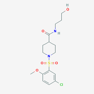 molecular formula C16H23ClN2O5S B5328181 1-(5-CHLORO-2-METHOXYBENZENESULFONYL)-N-(3-HYDROXYPROPYL)PIPERIDINE-4-CARBOXAMIDE 