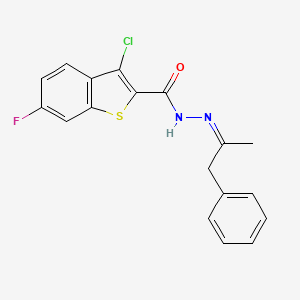 3-chloro-6-fluoro-N'-(1-methyl-2-phenylethylidene)-1-benzothiophene-2-carbohydrazide