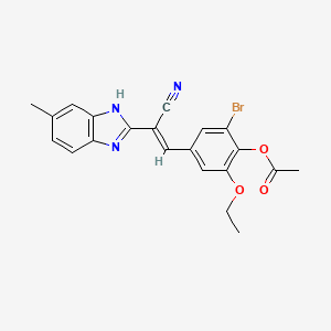 2-bromo-4-[2-cyano-2-(6-methyl-1H-benzimidazol-2-yl)vinyl]-6-ethoxyphenyl acetate