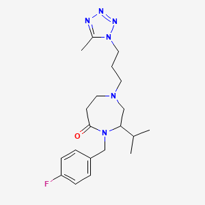 molecular formula C20H29FN6O B5328283 4-(4-fluorobenzyl)-3-isopropyl-1-[3-(5-methyl-1H-tetrazol-1-yl)propyl]-1,4-diazepan-5-one 