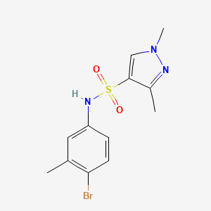 molecular formula C12H14BrN3O2S B5328370 N-(4-bromo-3-methylphenyl)-1,3-dimethyl-1H-pyrazole-4-sulfonamide 