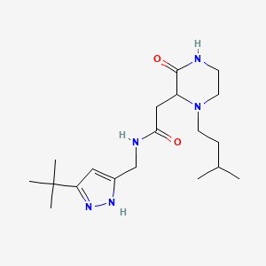 molecular formula C19H33N5O2 B5328371 N-[(3-tert-butyl-1H-pyrazol-5-yl)methyl]-2-[1-(3-methylbutyl)-3-oxo-2-piperazinyl]acetamide 