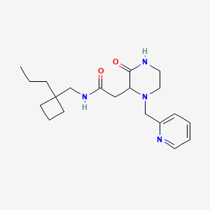 molecular formula C20H30N4O2 B5328382 2-[3-oxo-1-(2-pyridinylmethyl)-2-piperazinyl]-N-[(1-propylcyclobutyl)methyl]acetamide 