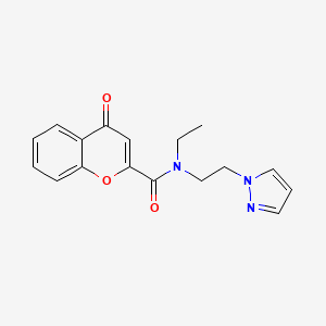 molecular formula C17H17N3O3 B5328392 N-ethyl-4-oxo-N-[2-(1H-pyrazol-1-yl)ethyl]-4H-chromene-2-carboxamide 