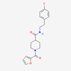 molecular formula C19H21FN2O3 B5328394 N-[2-(4-fluorophenyl)ethyl]-1-(2-furoyl)piperidine-4-carboxamide 