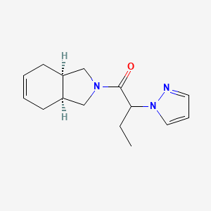 molecular formula C15H21N3O B5328404 (3aR*,7aS*)-2-[2-(1H-pyrazol-1-yl)butanoyl]-2,3,3a,4,7,7a-hexahydro-1H-isoindole 