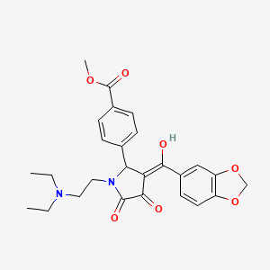 molecular formula C26H28N2O7 B5328437 methyl 4-{3-(1,3-benzodioxol-5-ylcarbonyl)-1-[2-(diethylamino)ethyl]-4-hydroxy-5-oxo-2,5-dihydro-1H-pyrrol-2-yl}benzoate 