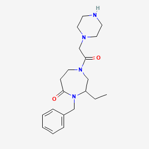 molecular formula C20H30N4O2 B5328491 4-benzyl-3-ethyl-1-(1-piperazinylacetyl)-1,4-diazepan-5-one hydrochloride 