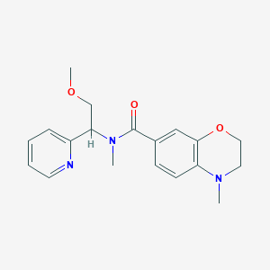 molecular formula C19H23N3O3 B5328524 N-(2-methoxy-1-pyridin-2-ylethyl)-N,4-dimethyl-3,4-dihydro-2H-1,4-benzoxazine-7-carboxamide 