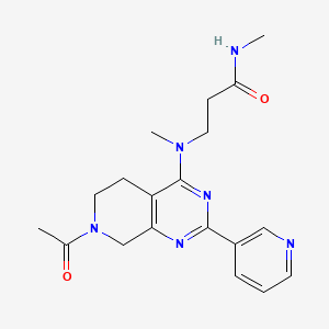 molecular formula C19H24N6O2 B5328580 N~3~-(7-acetyl-2-pyridin-3-yl-5,6,7,8-tetrahydropyrido[3,4-d]pyrimidin-4-yl)-N~1~,N~3~-dimethyl-beta-alaninamide 