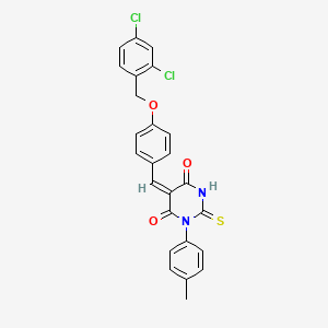 5-{4-[(2,4-dichlorobenzyl)oxy]benzylidene}-1-(4-methylphenyl)-2-thioxodihydro-4,6(1H,5H)-pyrimidinedione