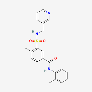 molecular formula C21H21N3O3S B5328643 4-methyl-N-(2-methylphenyl)-3-{[(pyridin-3-ylmethyl)amino]sulfonyl}benzamide 