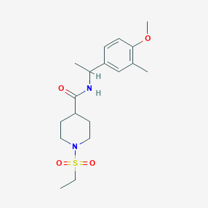 molecular formula C18H28N2O4S B5328756 1-(ethylsulfonyl)-N-[1-(4-methoxy-3-methylphenyl)ethyl]-4-piperidinecarboxamide 