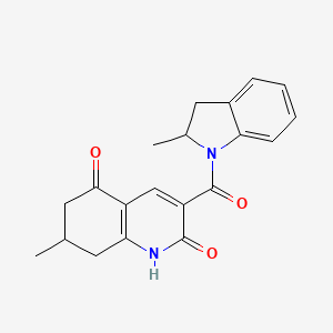 molecular formula C20H20N2O3 B5328778 7-methyl-3-[(2-methyl-2,3-dihydro-1H-indol-1-yl)carbonyl]-7,8-dihydro-2,5(1H,6H)-quinolinedione 