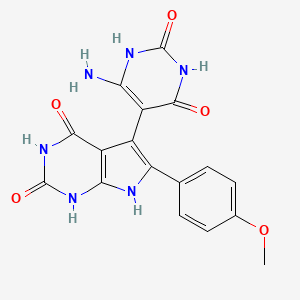 5-(6-amino-2,4-dioxo-1,2,3,4-tetrahydropyrimidin-5-yl)-6-(4-methoxyphenyl)-1H-pyrrolo[2,3-d]pyrimidine-2,4(3H,7H)-dione