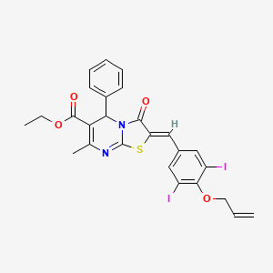 ethyl 2-[4-(allyloxy)-3,5-diiodobenzylidene]-7-methyl-3-oxo-5-phenyl-2,3-dihydro-5H-[1,3]thiazolo[3,2-a]pyrimidine-6-carboxylate