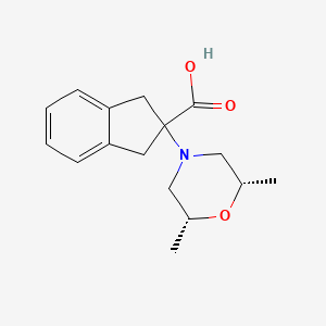 molecular formula C16H21NO3 B5329091 2-[(2R*,6S*)-2,6-dimethyl-4-morpholinyl]-2-indanecarboxylic acid 