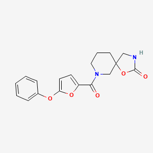 molecular formula C18H18N2O5 B5329120 7-(5-phenoxy-2-furoyl)-1-oxa-3,7-diazaspiro[4.5]decan-2-one 