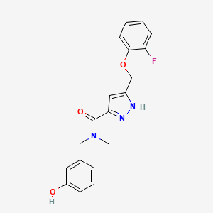 molecular formula C19H18FN3O3 B5329241 5-[(2-fluorophenoxy)methyl]-N-(3-hydroxybenzyl)-N-methyl-1H-pyrazole-3-carboxamide 