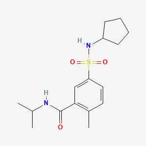 molecular formula C16H24N2O3S B5329245 5-[(cyclopentylamino)sulfonyl]-N-isopropyl-2-methylbenzamide 