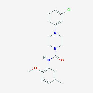 molecular formula C19H22ClN3O2 B5329263 4-(3-chlorophenyl)-N-(2-methoxy-5-methylphenyl)-1-piperazinecarboxamide 