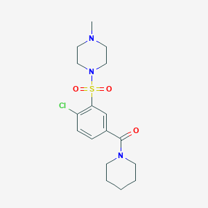 molecular formula C17H24ClN3O3S B5329488 1-{[2-chloro-5-(1-piperidinylcarbonyl)phenyl]sulfonyl}-4-methylpiperazine 