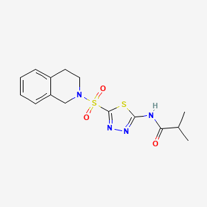 molecular formula C15H18N4O3S2 B5329498 N-[5-(3,4-dihydro-2(1H)-isoquinolinylsulfonyl)-1,3,4-thiadiazol-2-yl]-2-methylpropanamide 