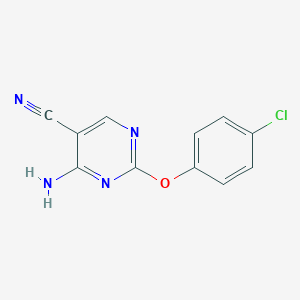 molecular formula C11H7ClN4O B053295 4-Amino-2-(4-chlorophenoxy)pyrimidine-5-carbonitrile CAS No. 113447-04-4