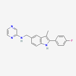 N-{[2-(4-fluorophenyl)-3-methyl-1H-indol-5-yl]methyl}pyrazin-2-amine