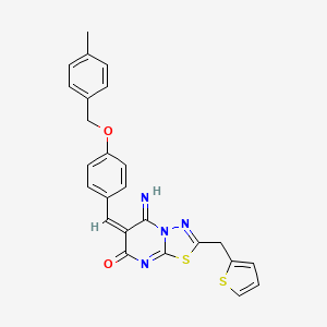 molecular formula C25H20N4O2S2 B5329568 5-imino-6-{4-[(4-methylbenzyl)oxy]benzylidene}-2-(2-thienylmethyl)-5,6-dihydro-7H-[1,3,4]thiadiazolo[3,2-a]pyrimidin-7-one 