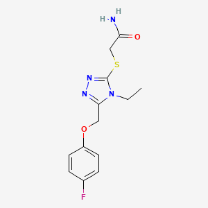 molecular formula C13H15FN4O2S B5329581 2-({4-ethyl-5-[(4-fluorophenoxy)methyl]-4H-1,2,4-triazol-3-yl}thio)acetamide 