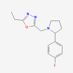 molecular formula C15H18FN3O B5329674 2-ethyl-5-{[2-(4-fluorophenyl)-1-pyrrolidinyl]methyl}-1,3,4-oxadiazole 