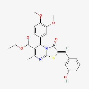 molecular formula C25H24N2O6S B5329700 ethyl 5-(3,4-dimethoxyphenyl)-2-(3-hydroxybenzylidene)-7-methyl-3-oxo-2,3-dihydro-5H-[1,3]thiazolo[3,2-a]pyrimidine-6-carboxylate 