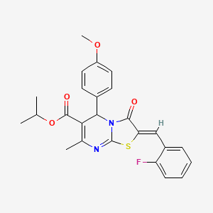 molecular formula C25H23FN2O4S B5329706 isopropyl 2-(2-fluorobenzylidene)-5-(4-methoxyphenyl)-7-methyl-3-oxo-2,3-dihydro-5H-[1,3]thiazolo[3,2-a]pyrimidine-6-carboxylate 