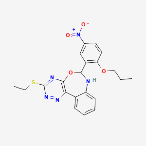 molecular formula C21H21N5O4S B5329747 3-(ethylthio)-6-(5-nitro-2-propoxyphenyl)-6,7-dihydro[1,2,4]triazino[5,6-d][3,1]benzoxazepine 